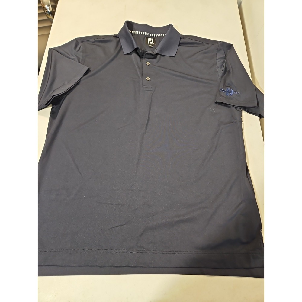 FootJoy Polo Golf Performance Shirt Mens Size XL Dark Blue FJ Embroidered(496